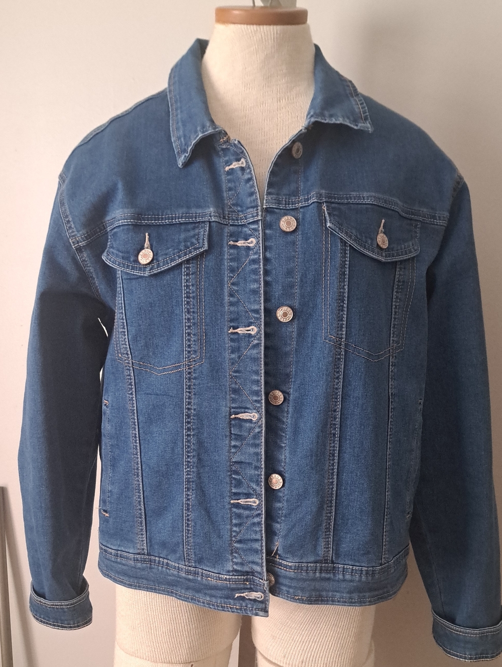 Light Denim blue jean jacket  cotton blend Stretch Comfort Western Cowgirl XL